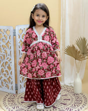 Load image into Gallery viewer, Kid’s Girls Pure Cotton Jaipur Block Printed Indian Ethnic Festive Party Wear Suit Sets | Red
