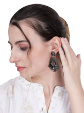 Load image into Gallery viewer, Black &amp; Silver Crystals Midnight Bling Earrings – Elegant Sparkling Design with Stunning Contrast for a Glamorous Touch to Any Outfit
