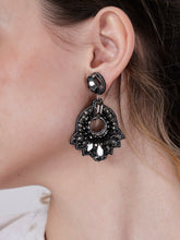 Load image into Gallery viewer, Black &amp; Silver Crystals Midnight Bling Earrings – Elegant Sparkling Design with Stunning Contrast for a Glamorous Touch to Any Outfit
