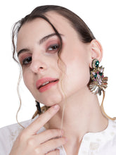 Load image into Gallery viewer, Elegant Gold-Tone Earrings with Crystals and Gems design | elegant and eye-catching
