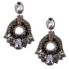 Load image into Gallery viewer, Black &amp; Silver Crystals Midnight Bling Earrings – Elegant Sparkling Design with Stunning Contrast for a Glamorous Touch to Any Outfit
