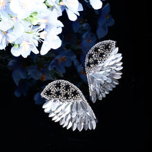 Load image into Gallery viewer, Elegant Angel Wing Earrings – Sterling Silver with Cluster Earrings/Hand Beaded
