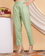 Load image into Gallery viewer, Women’s Linen Cotton Palazzo Pants – Effortless Style &amp; Breathable Comfort | Green
