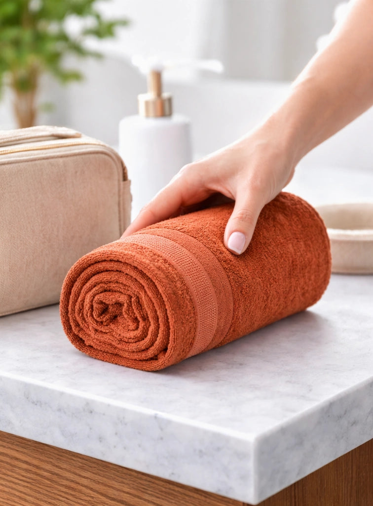 Bamboo Bath Towel – Ultra Soft, Quick Dry & Eco-Friendly Luxury Care | Green and Rust | Pack of 2