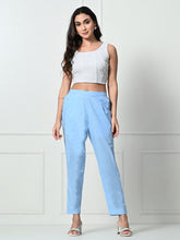 Load image into Gallery viewer, Women’s Linen Cotton Palazzo Pants – Effortless Style &amp; Breathable Comfort | Blue
