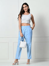 Load image into Gallery viewer, Women’s Linen Cotton Palazzo Pants – Effortless Style &amp; Breathable Comfort | Blue
