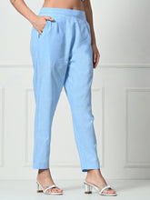 Load image into Gallery viewer, Women’s Linen Cotton Palazzo Pants – Effortless Style &amp; Breathable Comfort | Blue
