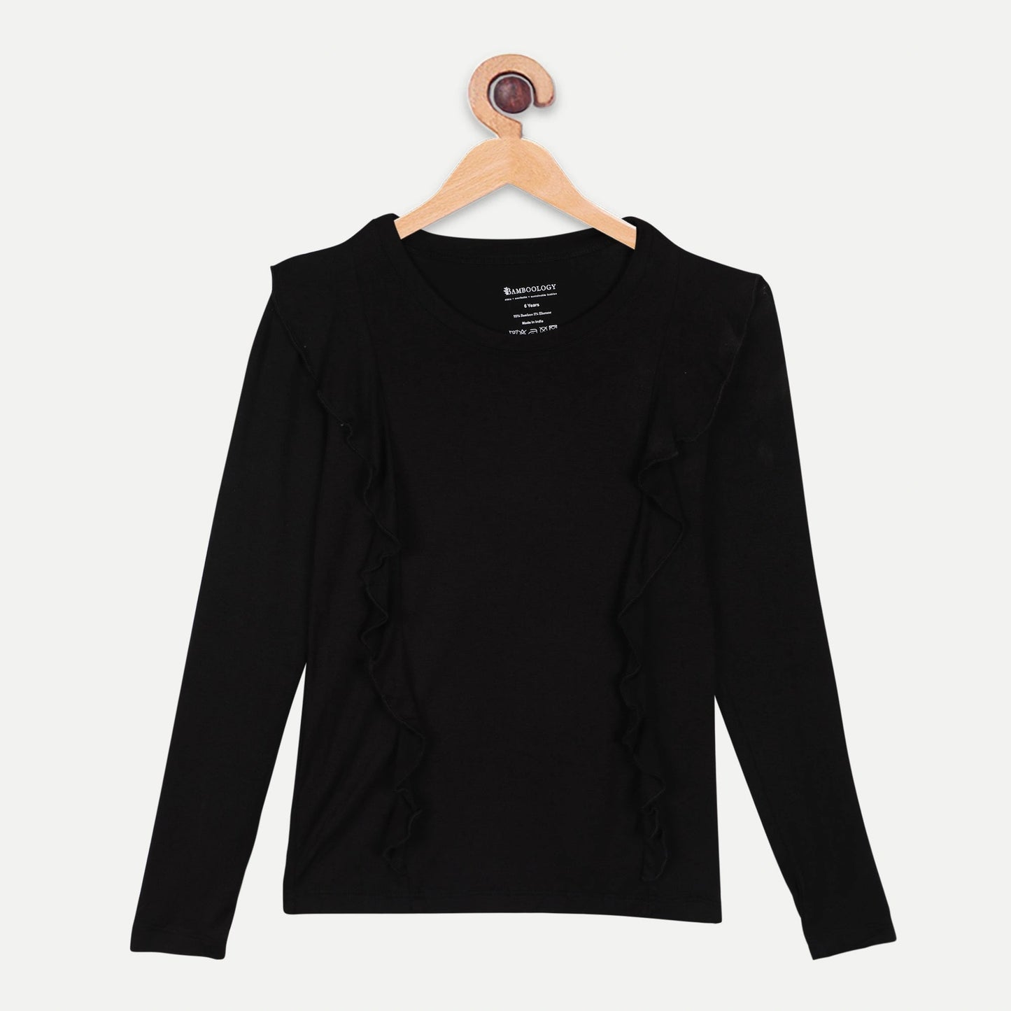 Bamboo Fabric Girl's Front Ruffle Top | Anti-bacterial, Anti-viral Collection