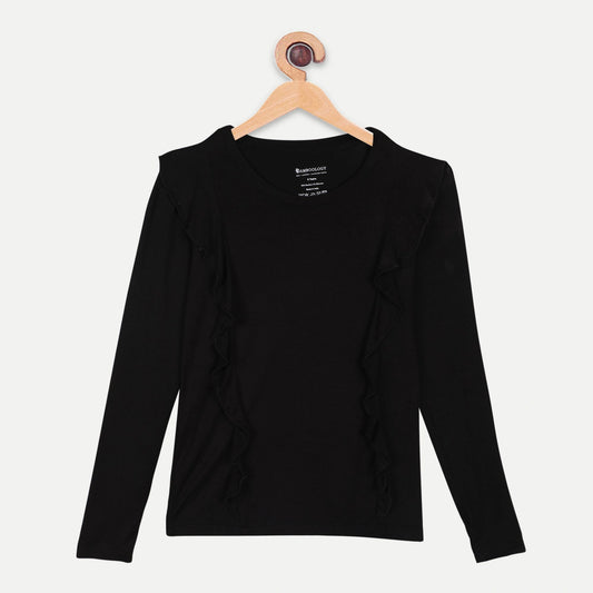 Bamboo Fabric Girl's Front Ruffle Top | Anti-bacterial, Anti-viral Collection