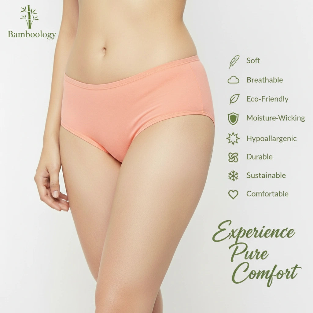 Bamboo Fabric Low Waist Underwear | Peach and Black |  Pack of 2