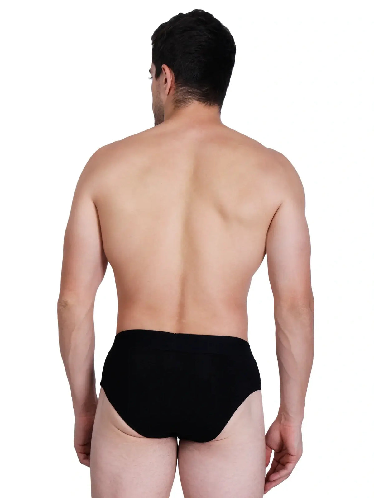 Back view of a man wearing men's bamboo underwear, highlighting its softness and breathable design.