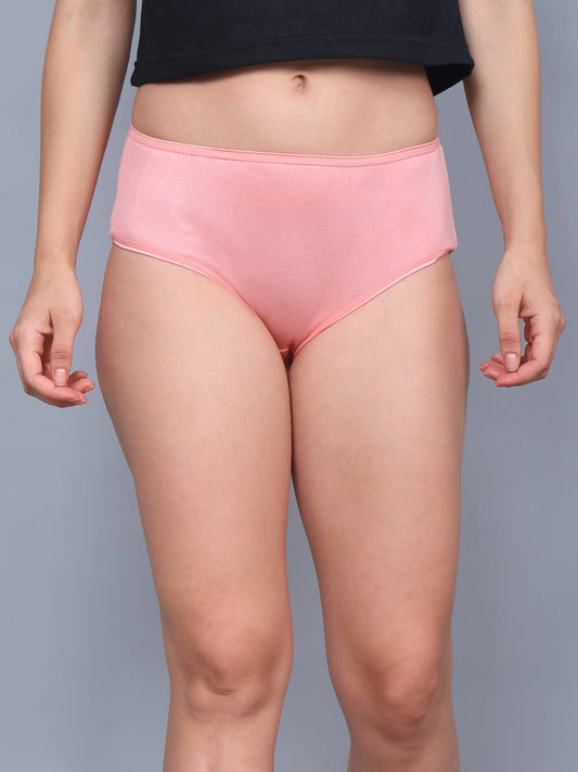 Bamboo Fabric Mid Waist Panty Peach and White – Soft, Breathable, Eco-Friendly Comfort | Pack of 2