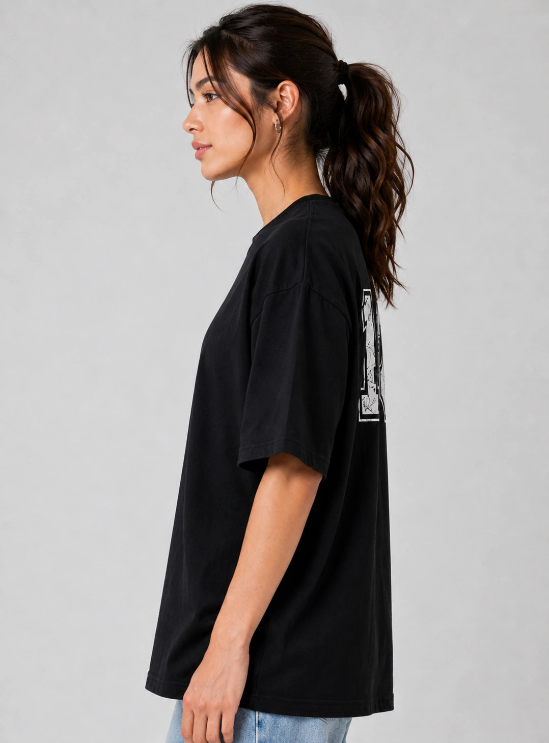 Bamboo Black Oversized T-Shirt for Women
