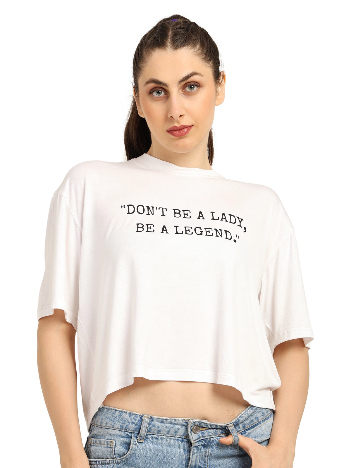 Bamboo Crop Baggy T-Shirt Women