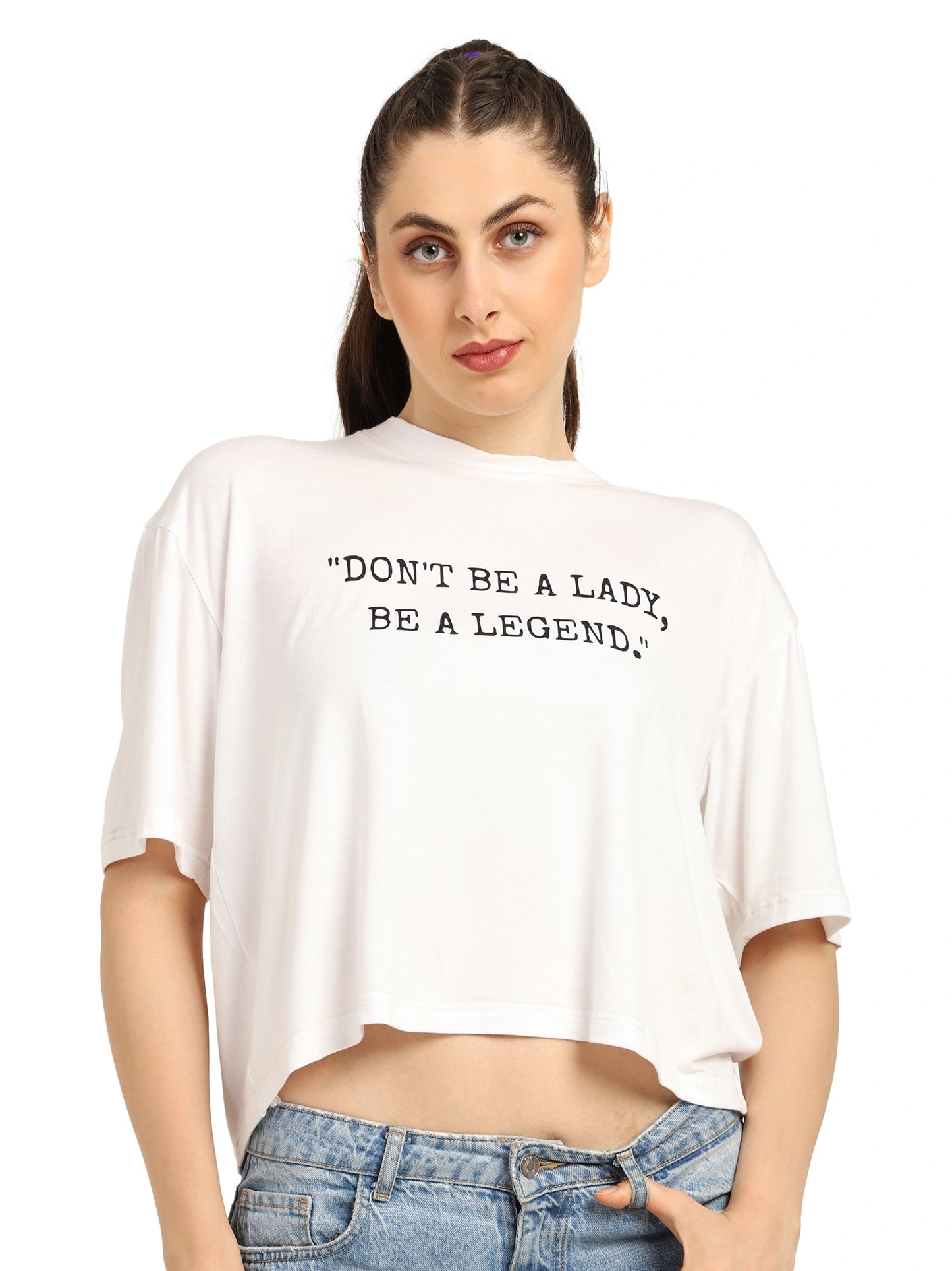 Bamboo Crop Baggy T-Shirt Women