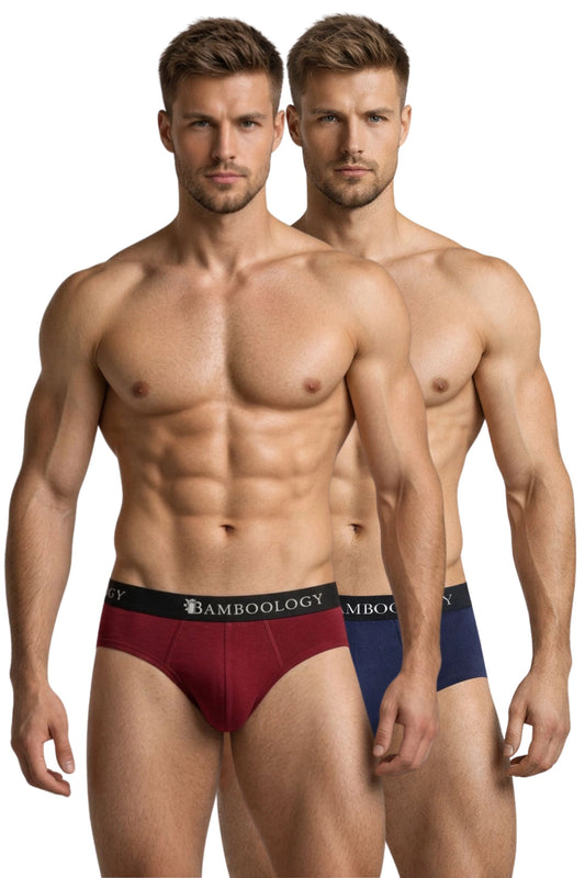 Bamboo Men’s Frenchie Fit Underwear | Maroon/Navy Pack of 2