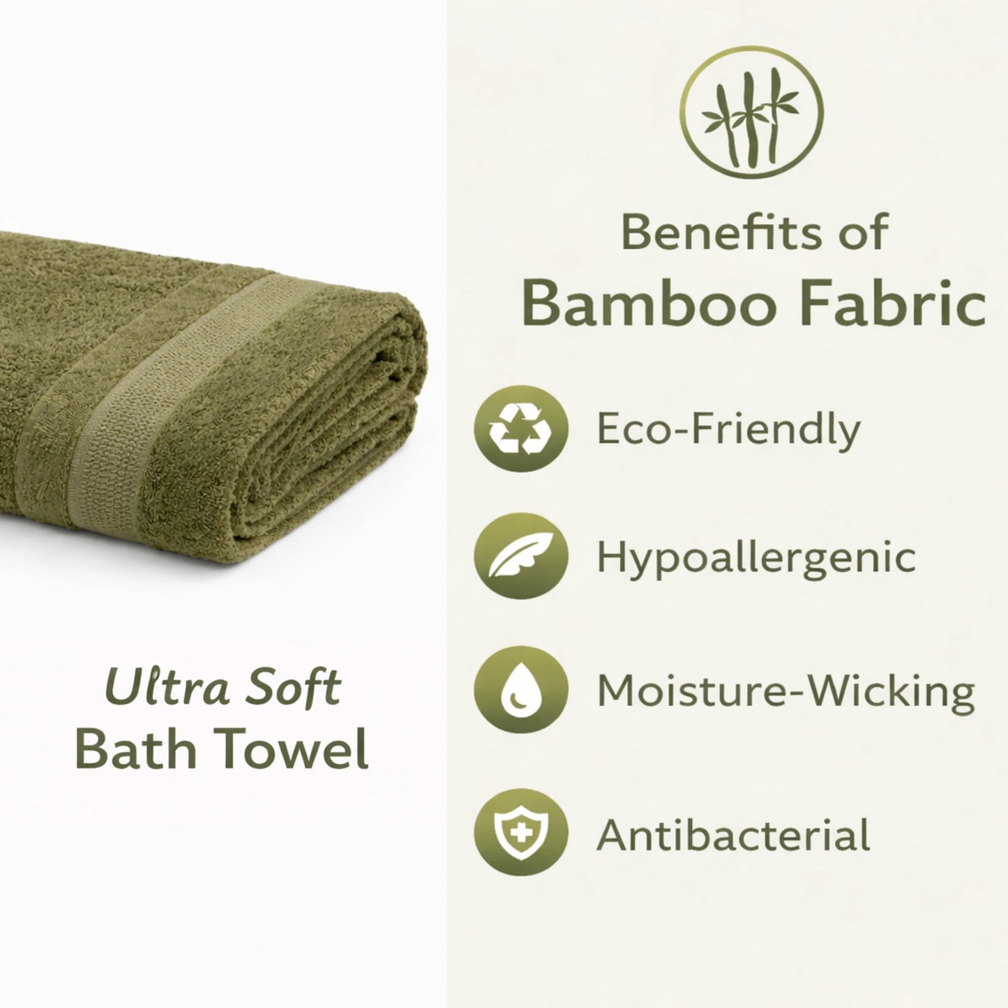Bamboo Bath Towel – Ultra Soft, Quick Dry & Eco-Friendly Luxury Care | Green and White | Pack of 2