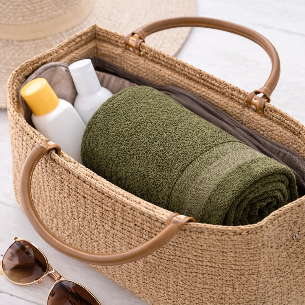 Bamboo Bath Towel – Ultra Soft, Quick Dry & Eco-Friendly Luxury Care | Green and White | Pack of 2