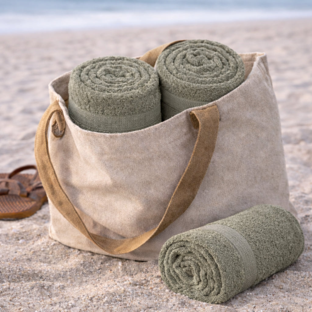 Bamboo Bath Towel – Ultra Soft, Quick Dry & Eco-Friendly Luxury Care | Green and Rust | Pack of 2
