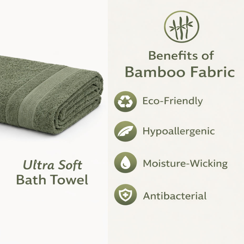 Bamboo Bath Towel – Ultra Soft, Quick Dry & Eco-Friendly Luxury Care | Green and Rust | Pack of 2