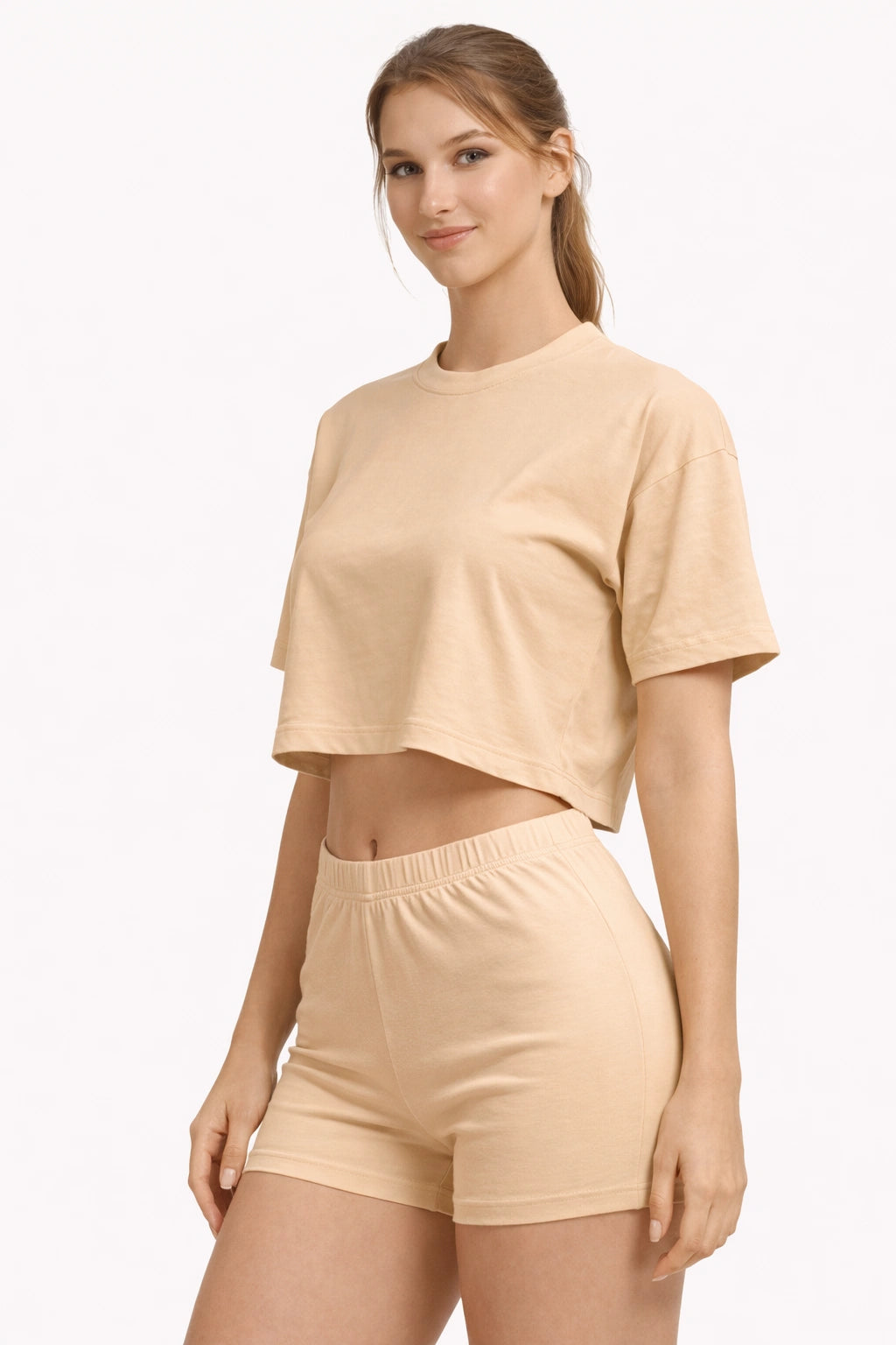 Bamboo Fabric Mid Rise Shorts | Beige and Mauve | Pack of 2