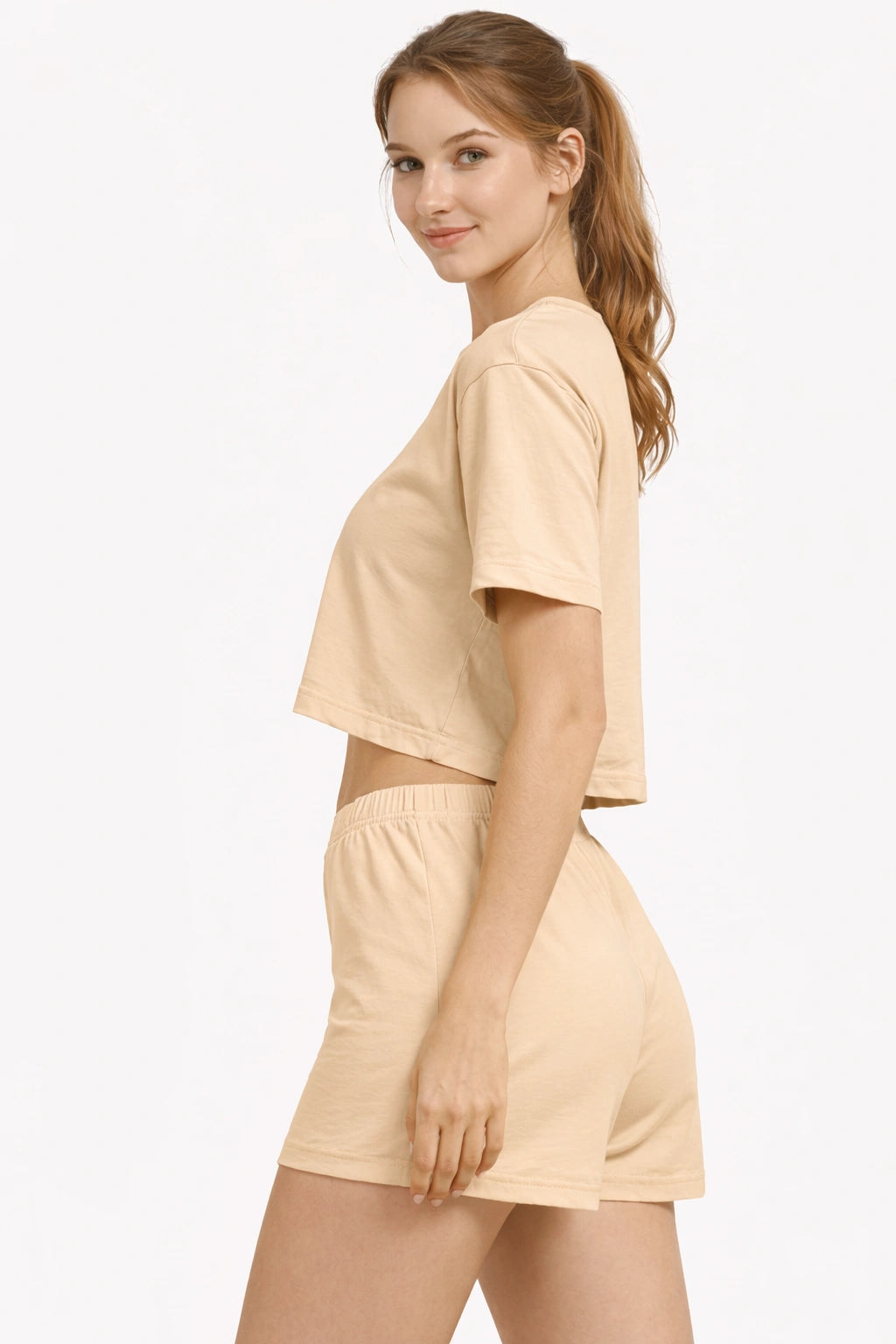 Bamboo Fabric Mid Rise Shorts | Beige and Mauve | Pack of 2