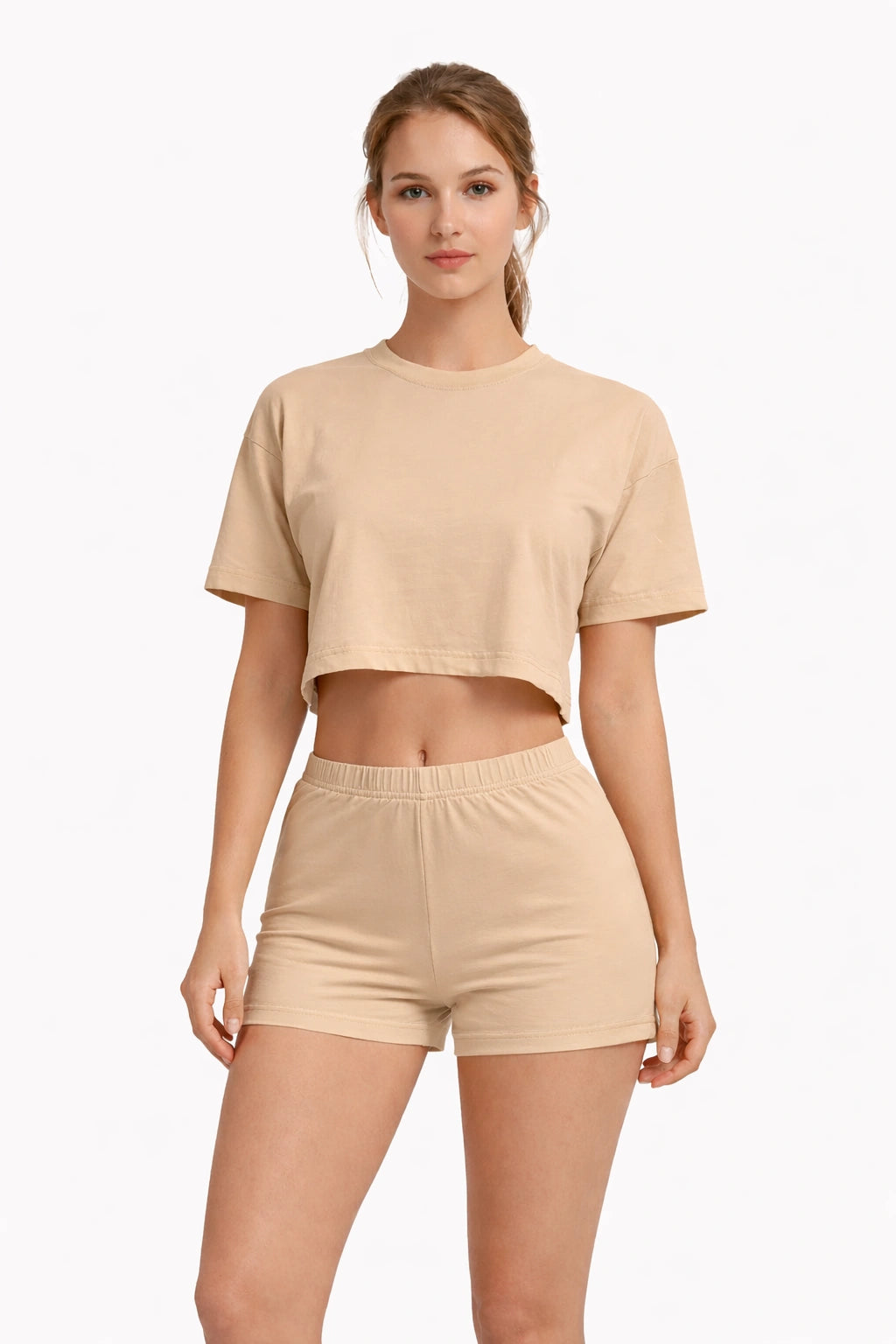 Bamboo Fabric Mid Rise Shorts | Beige and Mauve | Pack of 2