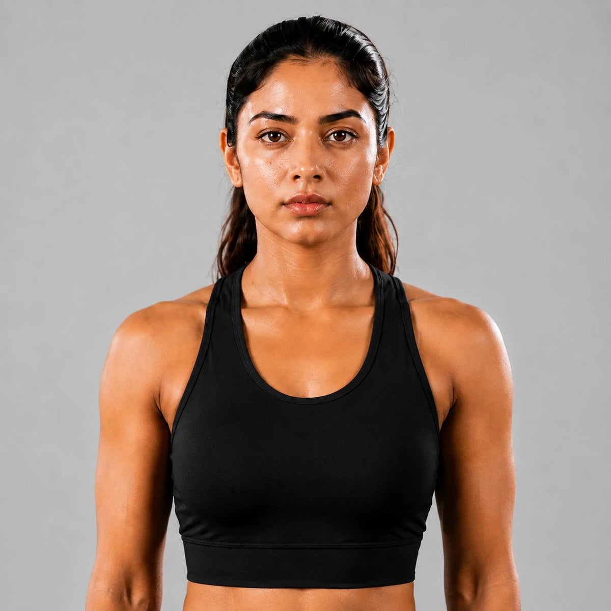 Bamboo Fabric Sports Bra | Non Padded, Non Wired, Seamless and Full Coverage | Black