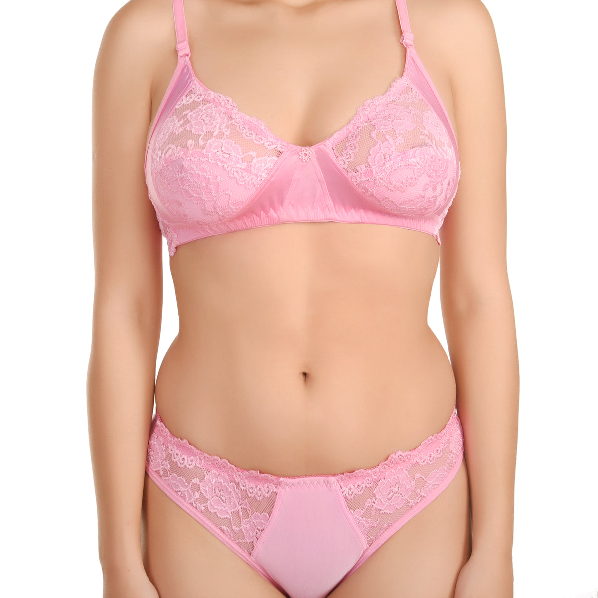 Lace Bra and Panty Lingerie Set | Baby Pink