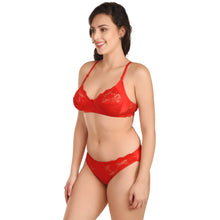 Load image into Gallery viewer, Lace Bra Panty Lingerie Set | Red
