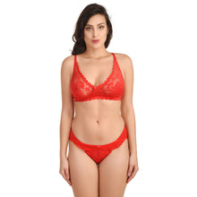 Load image into Gallery viewer, Lace Bra and Panty Lingerie Real Butterfly Set | Red

