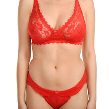 Load image into Gallery viewer, Lace Bra and Panty Lingerie Real Butterfly Set | Red
