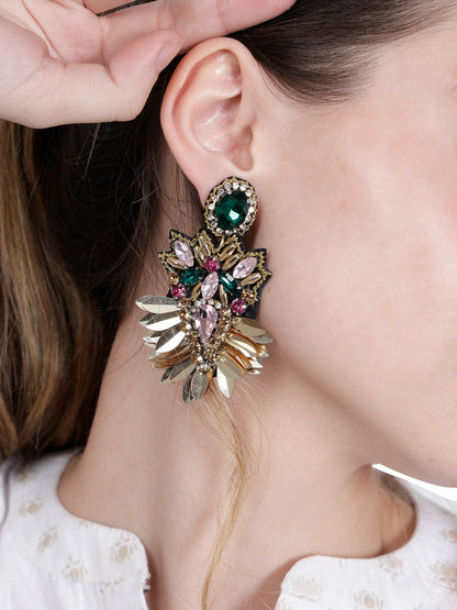 Gold-Tone Crystal & Gem Earrings