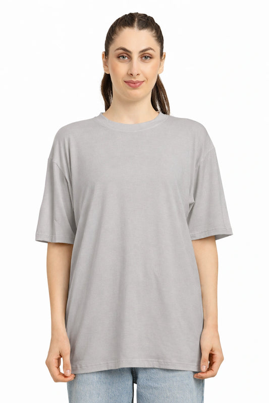 Women Oversized Bamboo Plain T-Shirt – Soft, Breathable & Sustainable | Gray