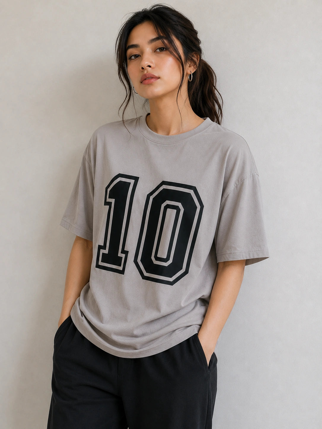 Grey Bamboo Oversized T-Shirt for Women