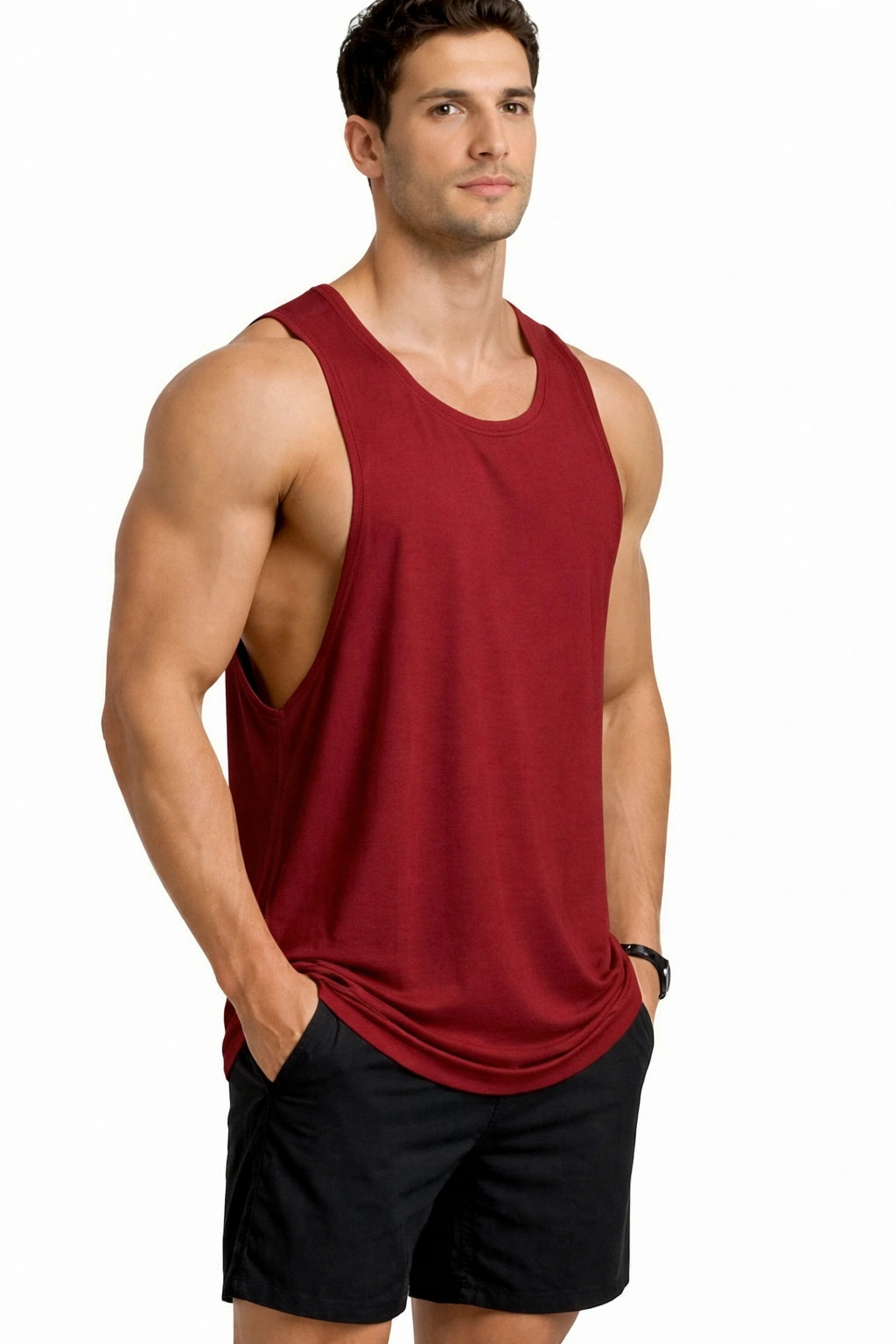 Bamboo Fabric Gen Z Gym Vest for Men | Maroon