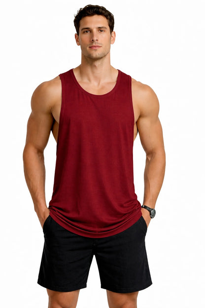 Bamboo Fabric Gen Z Oversize Gym Vest for Men | Maroon