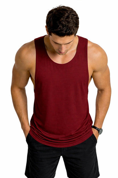 Bamboo Fabric Gen Z Oversize Gym Vest for Men | Maroon