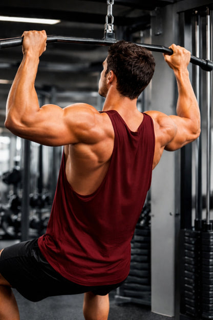 Bamboo Fabric Gen Z Oversize Gym Vest for Men | Maroon