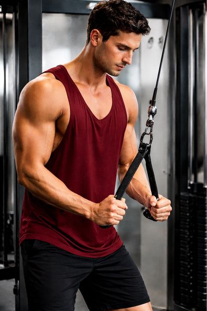 Bamboo Fabric Gen Z Oversize Gym Vest for Men | Maroon
