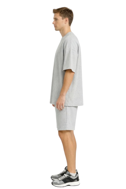 Men’s Bamboo Loungewear Set – Oversize T‑shirt & Shorts Combo | Premium Relaxwear | Gray