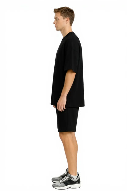 Men’s Bamboo Loungewear Set – Oversize T‑shirt & Shorts Combo | Premium Relaxwear | Black