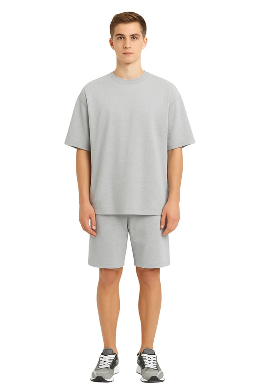 Men’s Bamboo Loungewear Set – Oversize T‑shirt & Shorts Combo | Premium Relaxwear | Gray