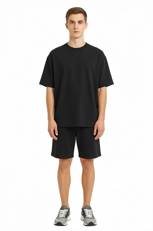Men’s Bamboo Loungewear Set – Oversize T‑shirt & Shorts Combo | Premium Relaxwear | Black