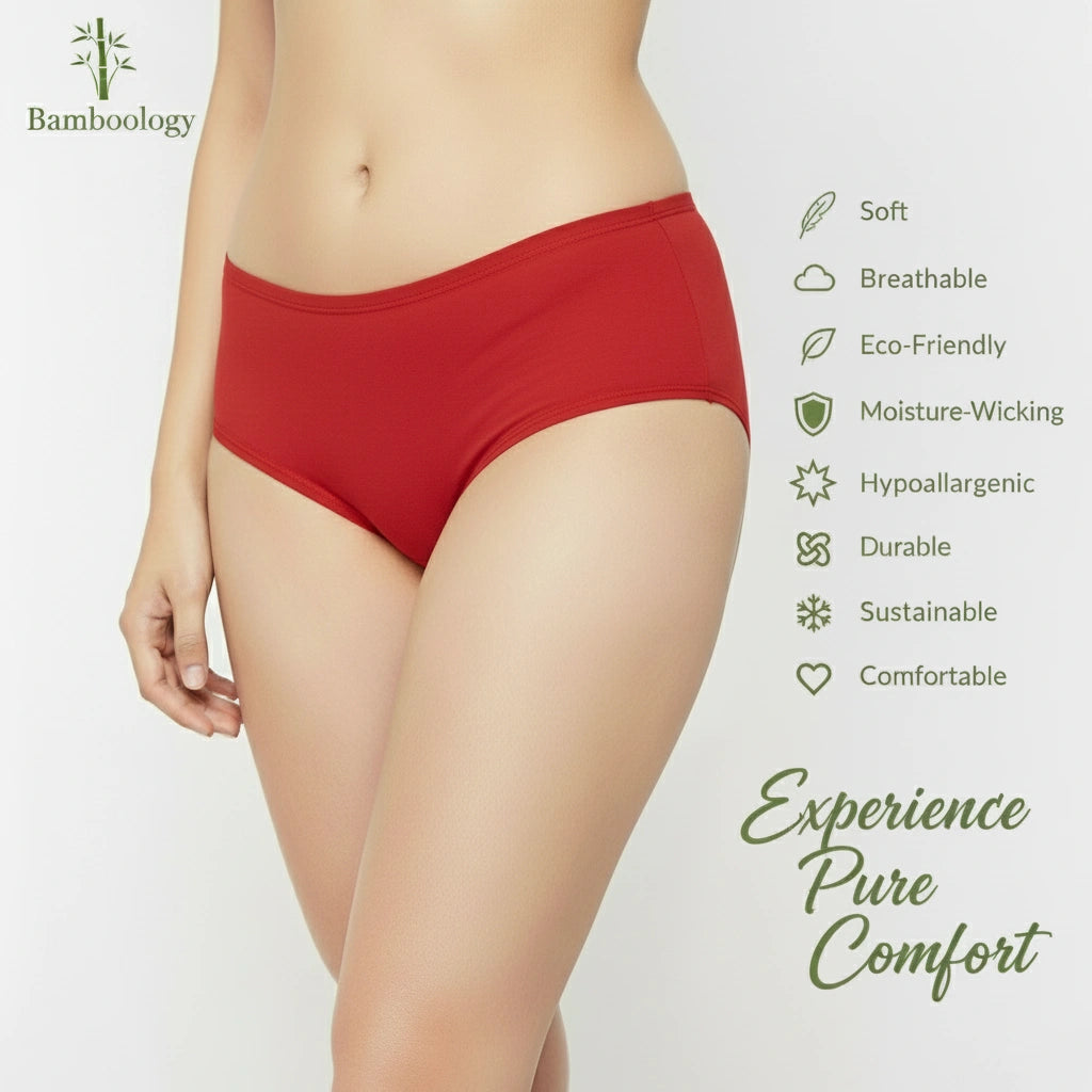 Bamboo Fabric Low Waist Underwear | Red and Black | Pack of 2