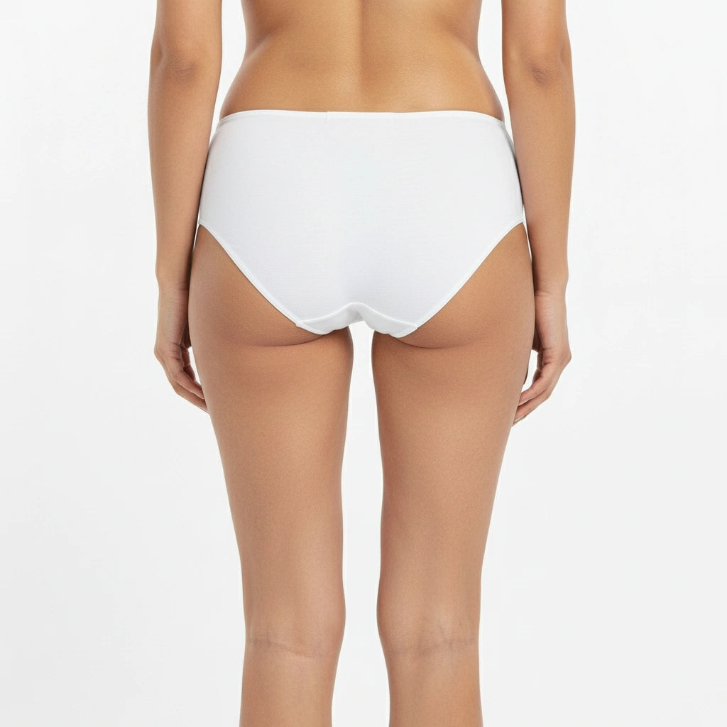 Bamboo Fabric Women's Mid Rise Panty | Peach and White | Pack of 2