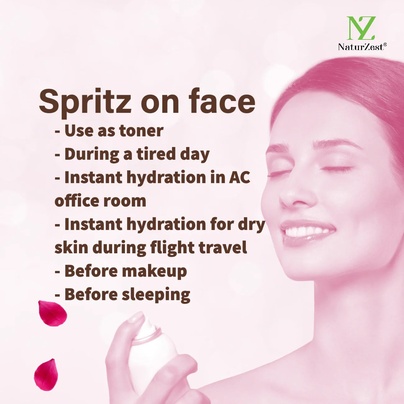 NaturZest Hair Oil for Growth, Drops 2 Dazzle Face Oil, Lip Balm - Vanilla / Coffee &  Rose Water Mist