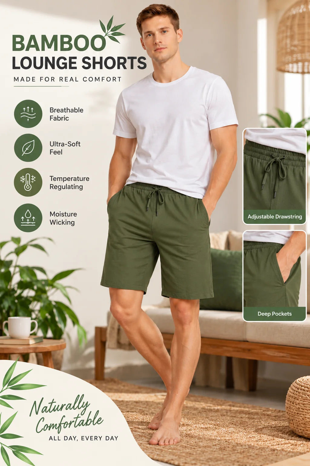 Man Bamboo Nightwear Shorts