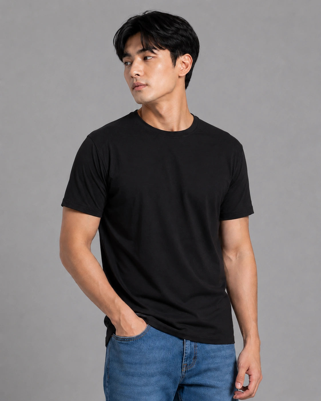 Black Men’s Regular Fit Bamboo T-Shirt | Smart, Breathable & All-Day Comfort