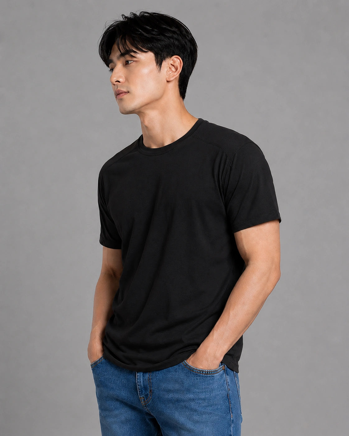 Black Men’s Regular Fit Bamboo T-Shirt | Smart, Breathable & All-Day Comfort